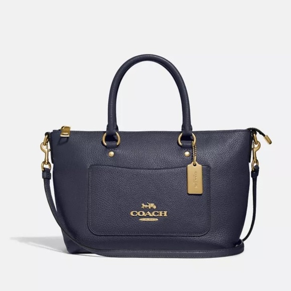 Coach Bags Coach F3466 Midnight Pebbled Leather Mini Emma Satchel